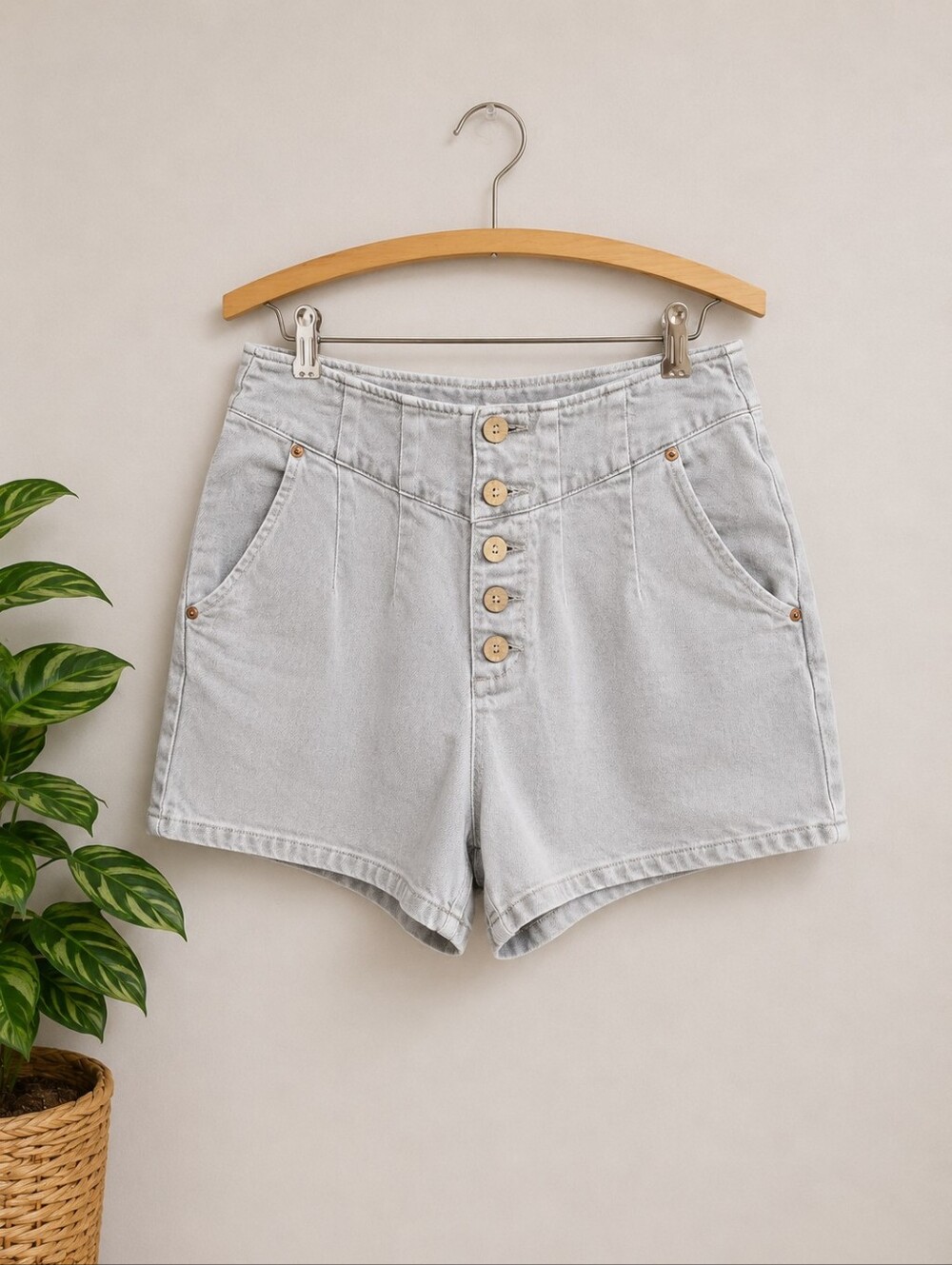 DEAR JOHN Khaki Gray High Waist Jean Shorts